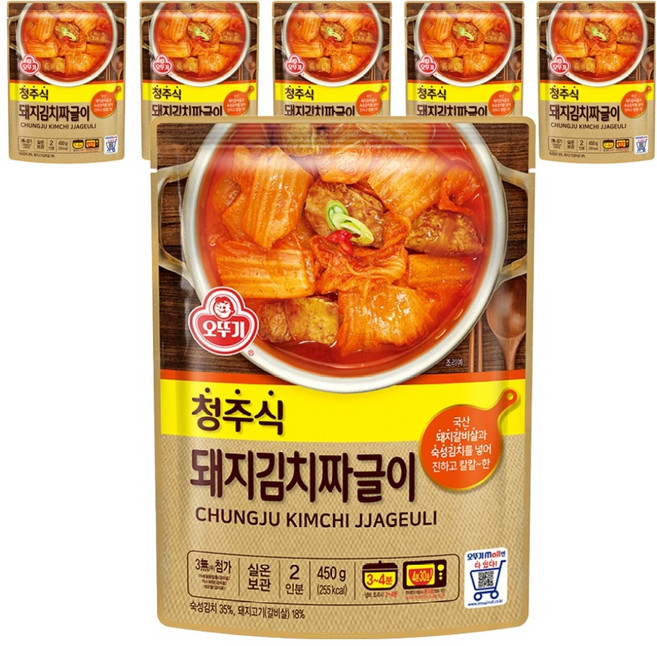 오뚜기 청주식 돼지김치짜글이, 450g, 6개