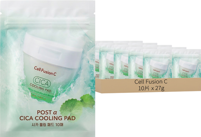 Cell Fusion C 積雪草冰感舒緩面膜 5片 + 積雪草鎮定棉片 10片, 1組