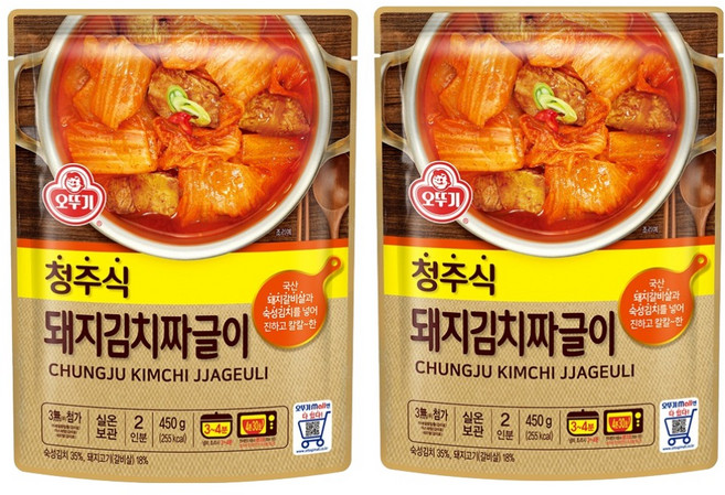 오뚜기 청주식 돼지김치짜글이, 450g, 2개