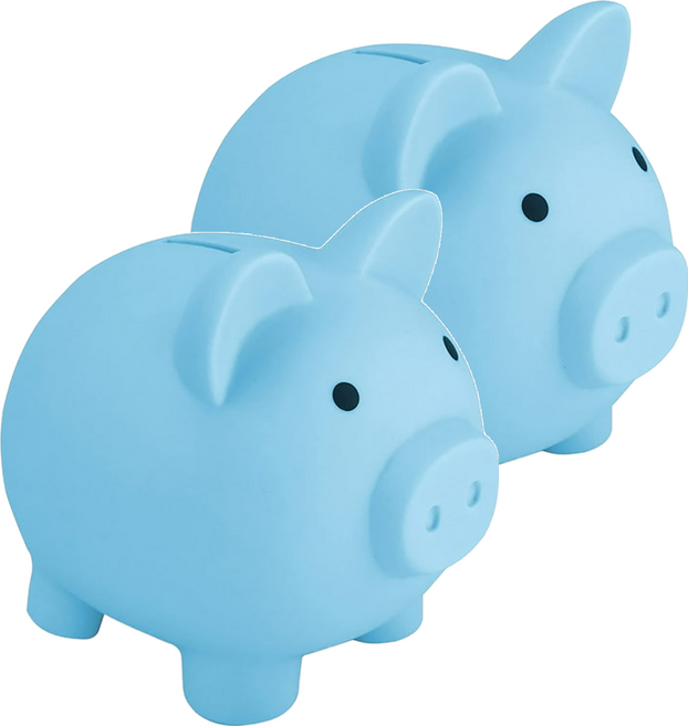 小豬撲滿 中 2個, 藍色, 1組