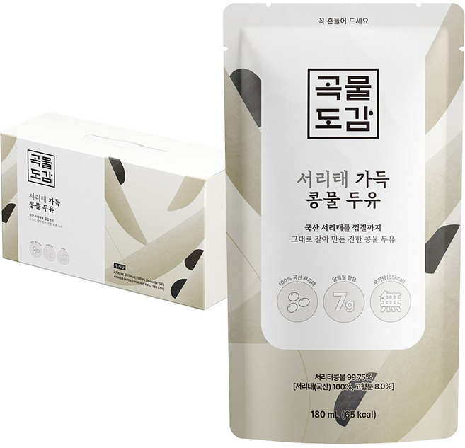 곡물도감 무가당 서리태 가득 콩물두유, 180ml, 15개
