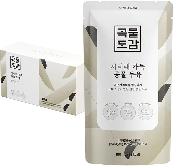 곡물도감 무가당 서리태 가득 콩물두유, 180ml, 15개 - 쿠팡