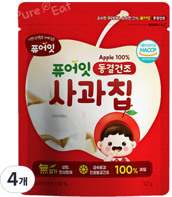 퓨어잇 동결건조 사과칩, 12g, 4개