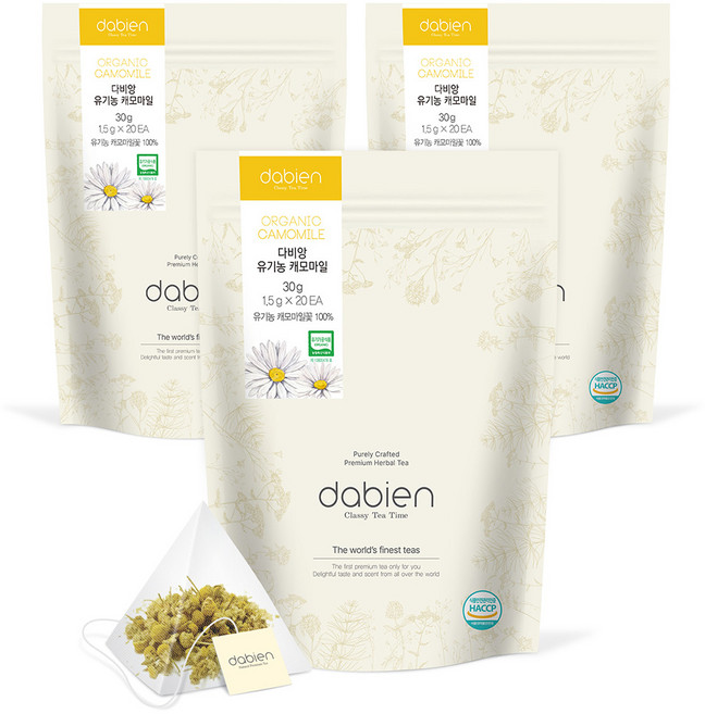 다비앙 유기농 캐모마일 티백, 1.5g, 20개입, 3개