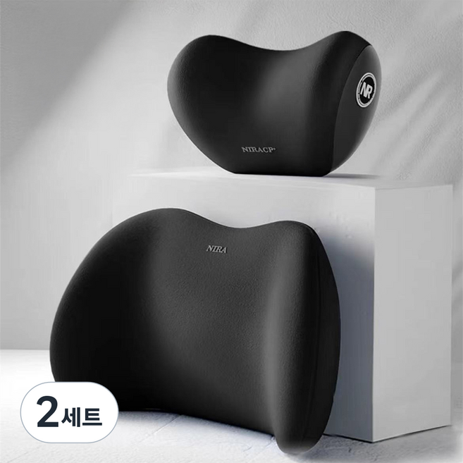 오토벨라 차량용 허리 + 목 쿠션 세트, 블랙, 2세트