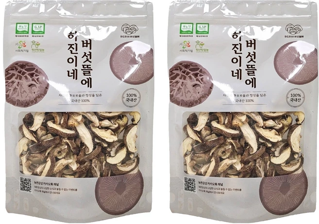 하진이네버섯뜰에 무농약 건조 표고버섯 슬라이스, 2개 - 쿠팡