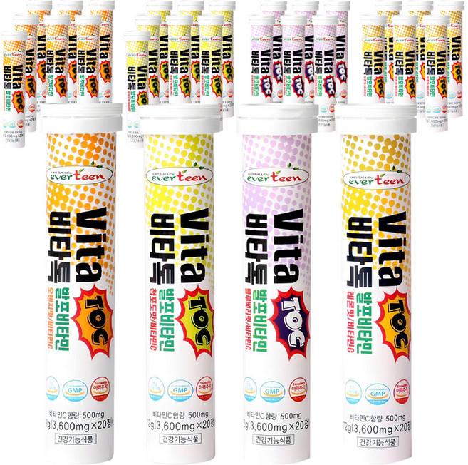 everteen Vita Toc維他命C發泡錠 4款組, 80錠, 10組