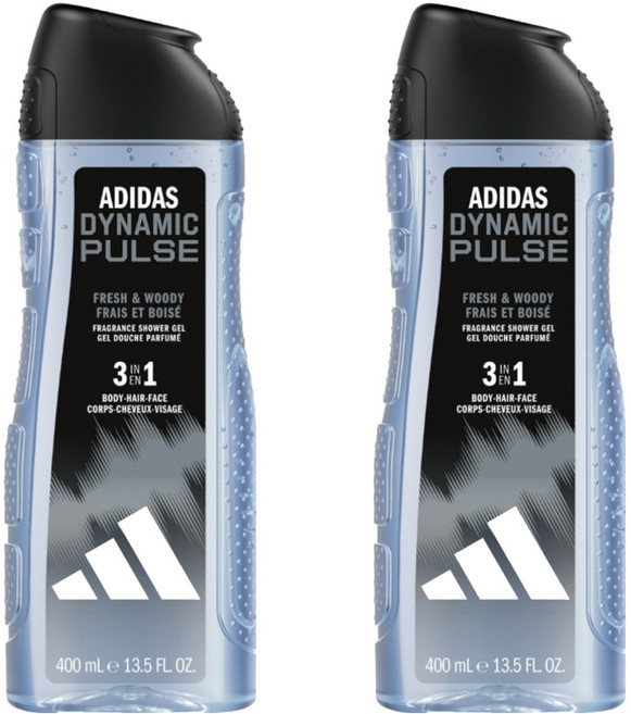 adidas 愛迪達 男性三合一潔顏洗髮沐浴露 超越活力, 400ml, 2瓶