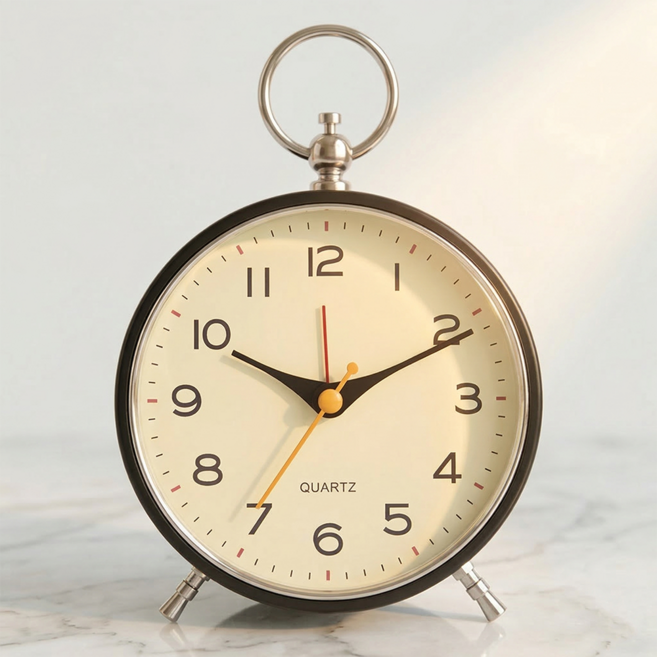 에이빈 무소음 알람 탁상시계, 블랙