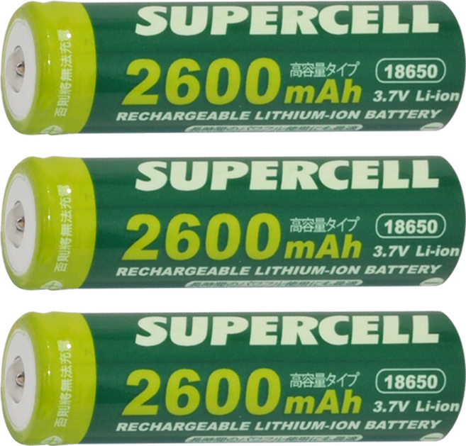 SUPERCELL 超電王 2600mAh鋰充電池 SC-18650B 直徑1.81 x 6.5cm 47g, 3個, 1入