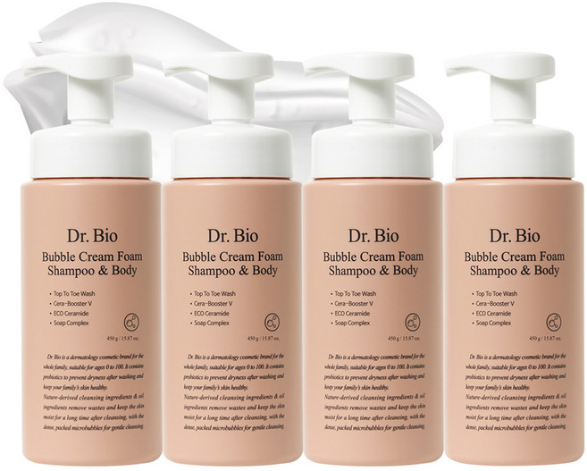 Dr.Bio 泡泡奶油泡沫洗髮&身體, 450ml, 4個