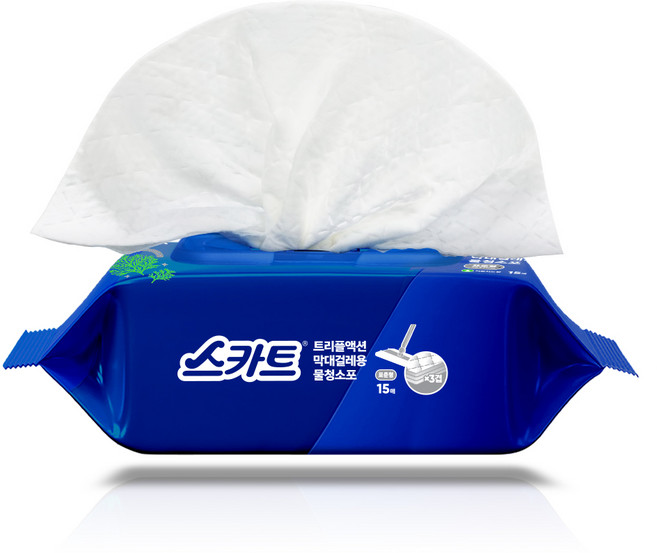 스카트 트리플액션 막대걸레용 물청소포 15매, 1개
