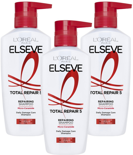 로레알파리 엘세브 토탈 리페어 5 샴푸 멜론 프루티 플로럴 퍼퓸, 400ml, 3개