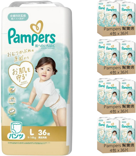 Pampers 幫寶適 日本境內版 褲型尿布 9~14kg, L, 576片