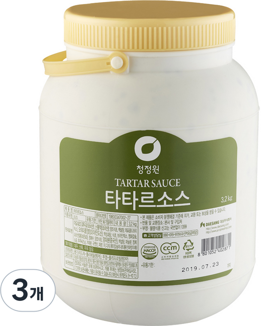 청정원 타타르 소스, 3.2kg, 3개