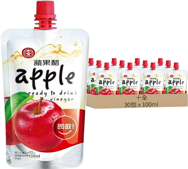 十全 蘋果醋飲料, 100ml, 30包