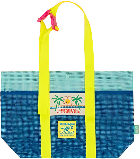 Wiggle Wiggle 繽紛撞色大容量多口袋鏤空網眼兩用包, 藍色