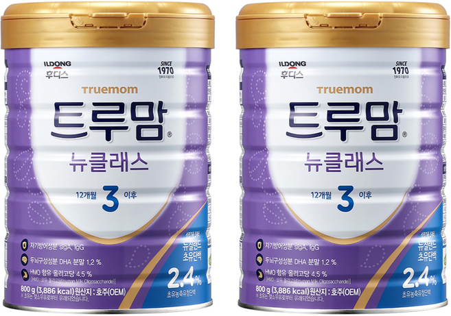 일동후디스 트루맘 뉴클래스 분유 3단계 12개월 이후, 800g, 2개
