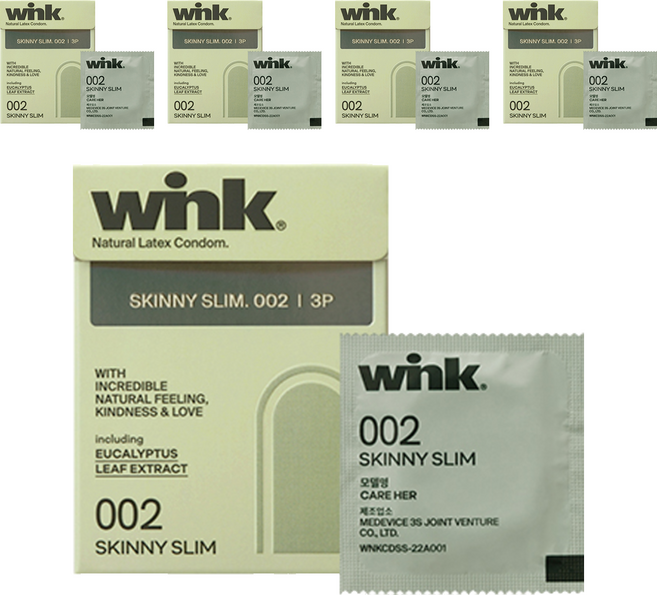 동아제약윙크 스키니 슬림 002 일반형 콘돔, 3개입, 5개