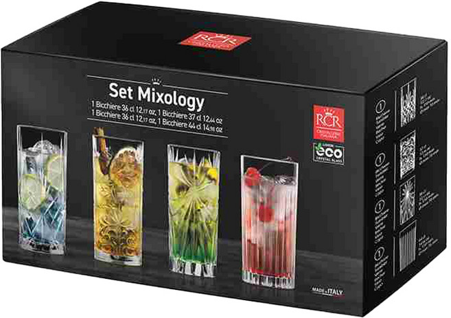 RCR 크리스탈라인 하이볼잔 기프트 4종 세트 350ml, 1세트