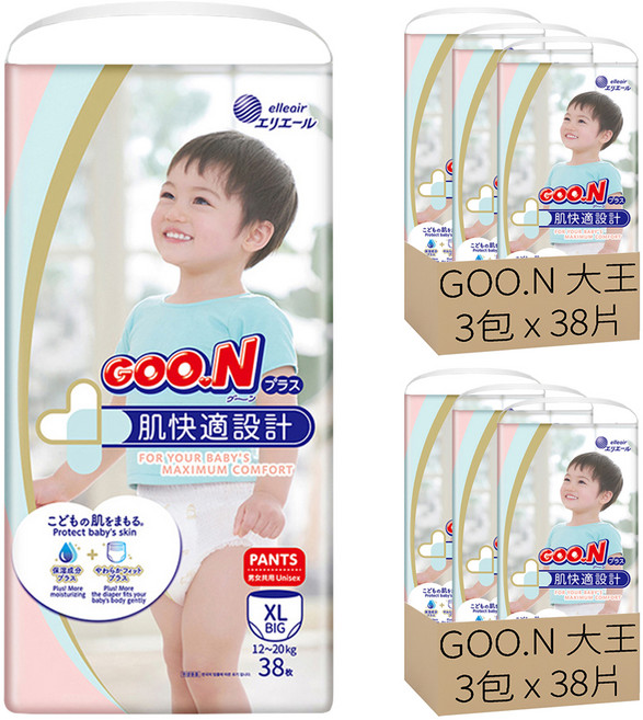GOO.N 大王 日本製 肌快適褲型紙尿褲 12~20kg, XL, 228片
