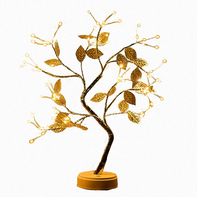 小麥購物 LED觸控聖誕樹燈夜燈, 金色