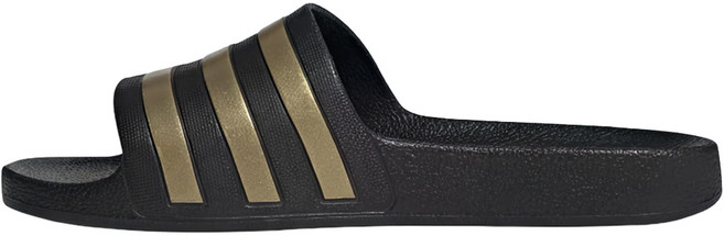 adidas 愛迪達 男女款 ADILETTE AQUA 拖鞋, 黑色 + 金色, 23cm