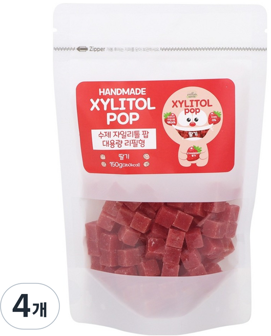 자일리톨팝 파우치 딸기, 4개, 150g