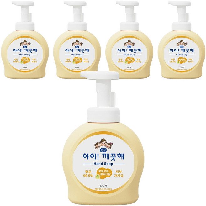 아이깨끗해 항균 폼 핸드솝 순 보송보송 파우더향, 490ml, 5개