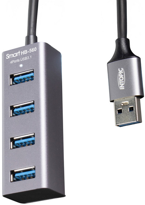 INTOPIC 廣鼎 USB3.1 高速集線器 4 Port 傳輸線長 100cm, 銀色, 1個