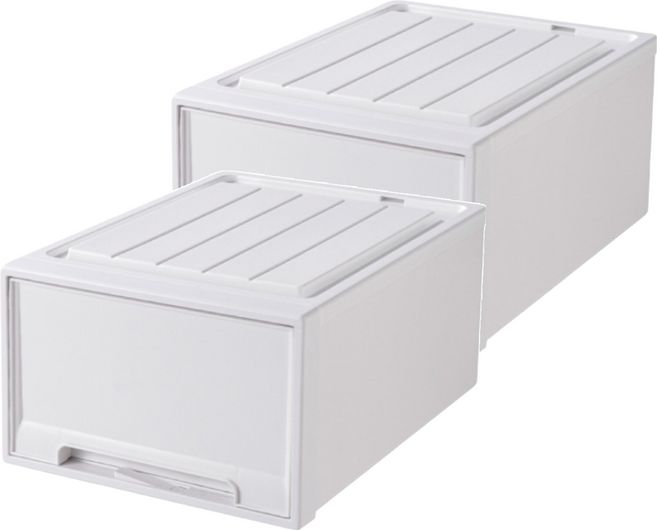 小麥購物 加厚抽屜式整理箱 L227, 純白, 2個