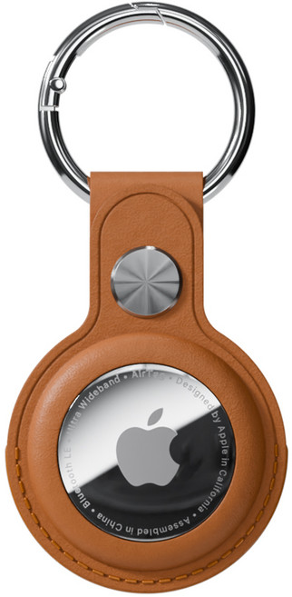 에어태그 모던 레더 프레임 가죽 케이스, 브라운, 1개