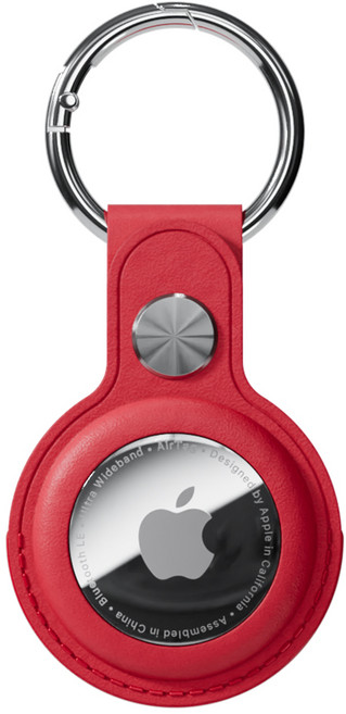 신지모루 에어태그 모던 레더 프레임 가죽 케이스, 레드, 1개