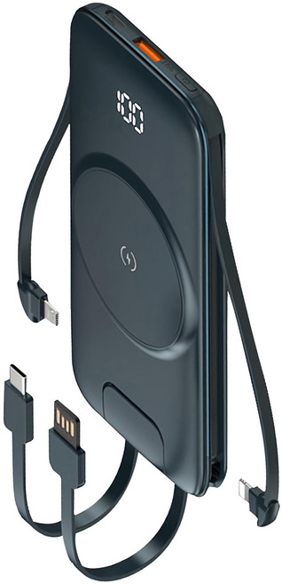 P3無線磁吸自帶線行動電源 20000mah 快充+支架+磁吸, 藍色, NS_P3