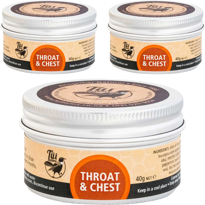 Tui Balms 舒緩呼吸精油蜂蠟膏 橄欖油 維生素E 茶樹冬青精油 40g, 3罐