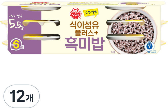 오뚜기 오뚜기밥 식이섬유플러스 흑미밥, 130g, 12개