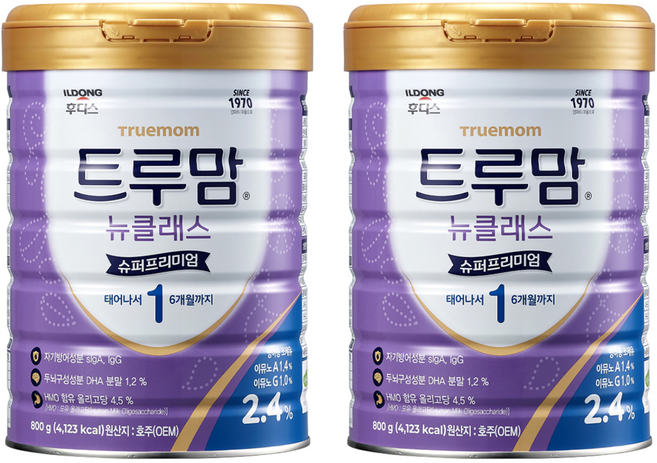 트루맘 뉴클래스 슈퍼프리미엄 분유 1단계, 800g, 2개