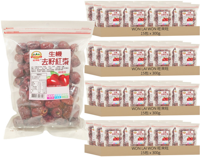 WON LAI WON 旺來旺 生機去籽紅棗, 300g, 60包
