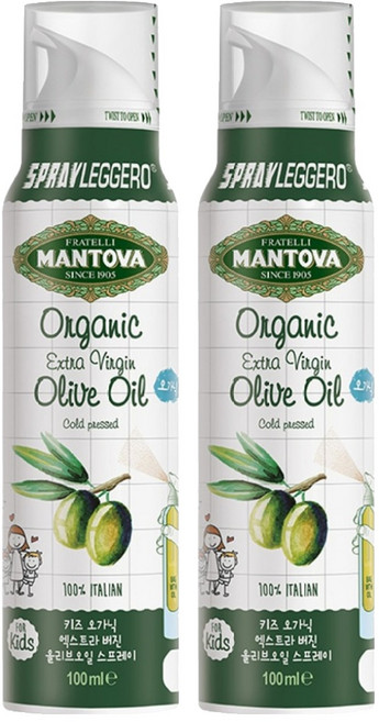 만토바 키즈 오가닉 엑스트라 버진 올리브오일 스프레이, 100ml, 2개