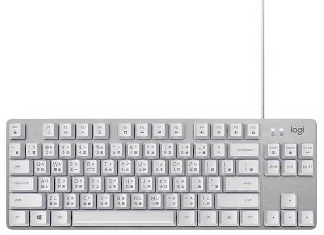 logitech 羅技 有線鍵盤, K835 TKL, 青軸, 白色, 1個