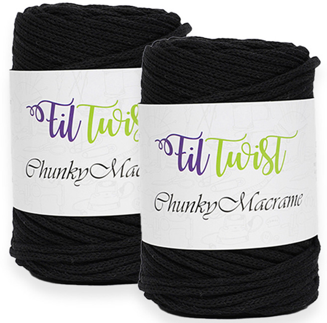 쎄비 필 트위스트 청키 마크라메 뜨개실, 2검정, 2개