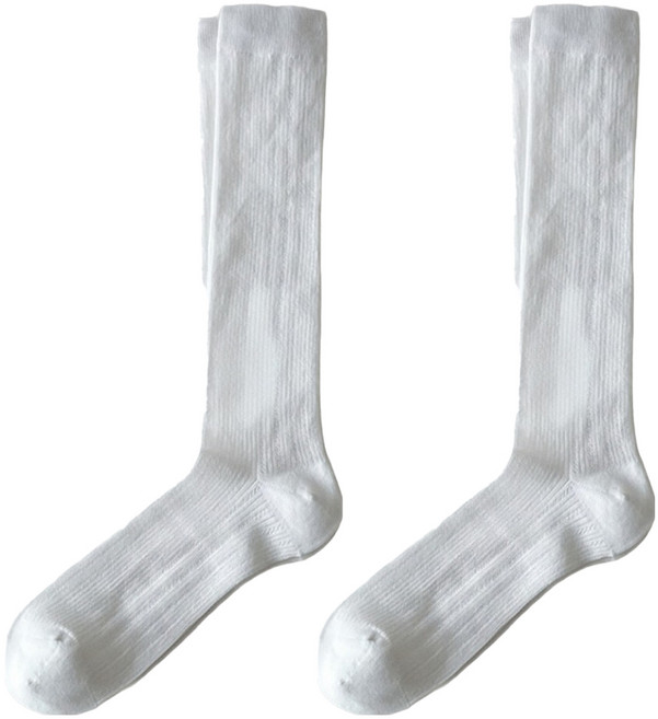 마켓피아 여성용 봄 여름 롱 삭스 시스루 종아리 양말 2켤레