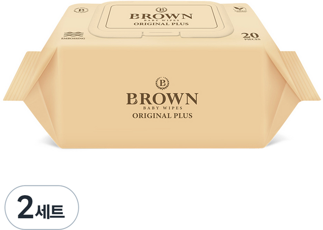 브라운 오리지널 플러스 물티슈 휴대용 캡형, 55g, 20매, 2개