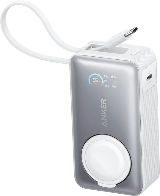 ANKER MagGo 35W For Apple Watch 10K 磁吸行動電源, 白色, A1657