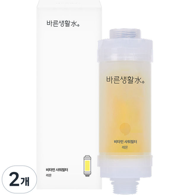 바른생활수 녹물 염소 제거 비타민 샤워필터, 2개, 레몬
