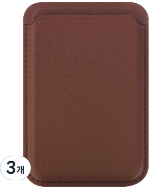 신지모루 자력강화 3장 수납 맥세이프 M 비카 가죽 카드지갑 케이스, 브라운, 3개