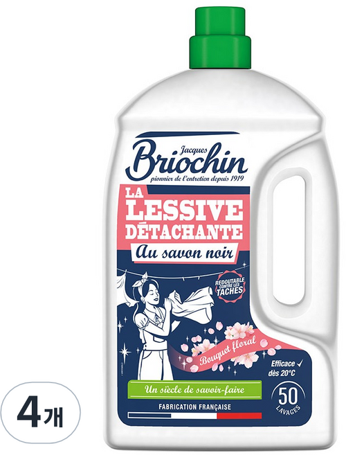 브리오신 액상 세탁세제 부케플로럴향 본품, 2.27L, 4개