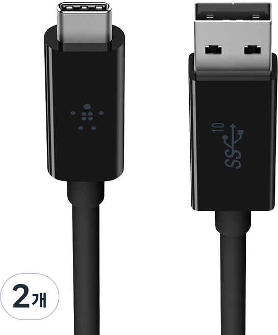 벨킨 3.1 USB A to USB C 케이블, 1m, 블랙, 2개