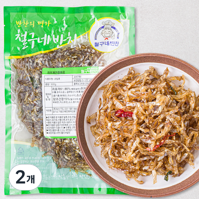 철구네반찬 쥐포채간장볶음, 500g, 2개