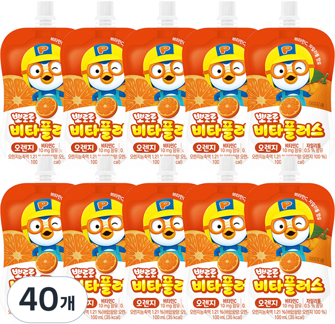Pororo 淘氣小企鵝 Vita Plus 柳橙飲品, 40個, 100ml